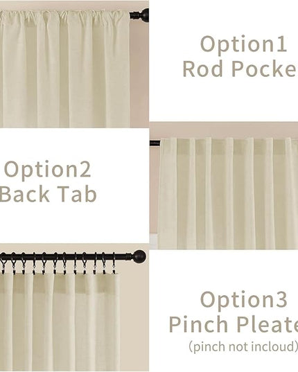 Joydeco Linen Curtains 90 Inch Length 2 Panel Sets,Light Filtering Curtains for Bedroom 52 Inch Wide Living Room Drapes with Back Tabs & Rod Pockets (W52 x L90 Inch, Linen)