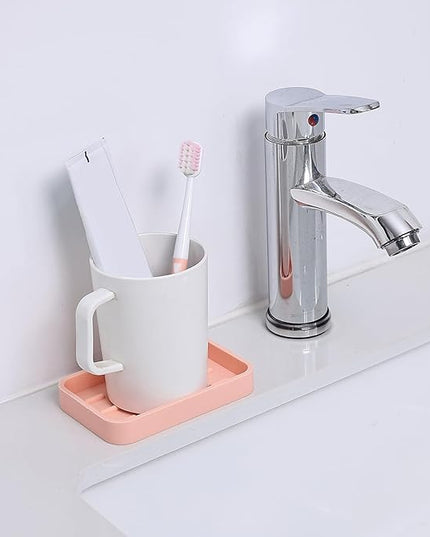 Silicone Kitchen Sink Organizer Tray for Multiple Usage,Easy Clean Sponges Holder for Kitchen Bathroom Counter or Sink,Dish Soap Dispenser,Scrubber,Bottle,Cup Pink 4.9”x 3.2”