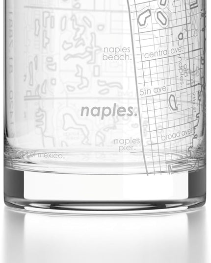 Well Told Engraved Naples Florida Map Rocks Glass, Old Fashioned Glassware (11 oz, Clear) Etched Bourbon Tumbler, Gifts For Whiskey Lovers