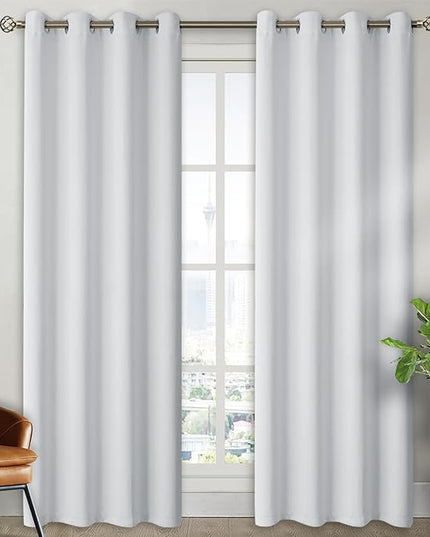 BGment Room Darkening Curtains 84 Inches Long - Grommet Thermal Insulated Drapes Window Treatment Curtains for Bedroom, 2 Panels, 52 x 84 Inch, Greyish White