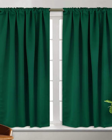 BGment Emerald Green Blackout Curtains 54 Inches Long - Christmas Blackout Curtains Thermal Insulated Room Darkening Rod Pocket Back Tab Curtains for Living Room, 2 Window Panels (38 x 54 Inch)
