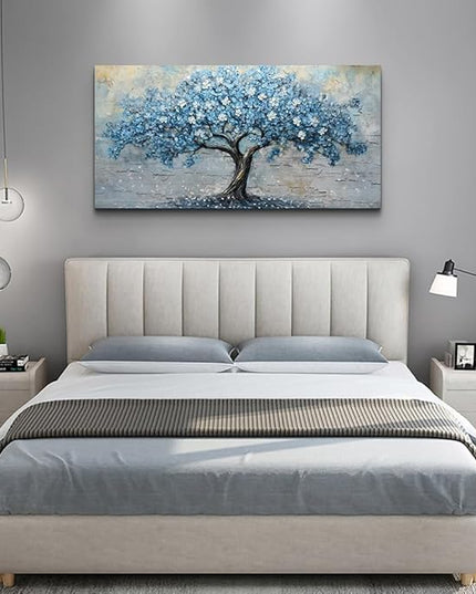 Wapluam Canvas Wall Art For Living Room Farmhouse Wall Decor Art For Bedroom Office Modern Decorations Tree Wall Paintings Blue Abstract Pictures Vintage Artwork Home Decor Posters 40"X20"