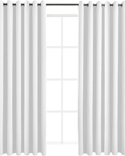 Blackout Curtains for Bedroom Thermal Insulated Solid Grommet Window Drapes Extra Wide for Sliding Door, Set of 2 Curtain Panels 84 W x 108 L Inches Ash White