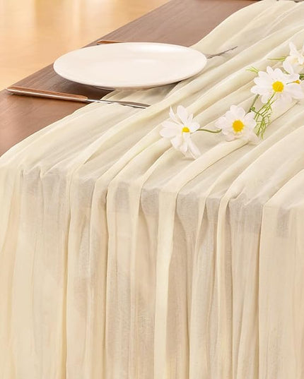Socomi 6pcs Beige Christmas Cheesecloth Table Runner Boho Rustic Gauze 120 inch 10FT Cheese Cloth Runner for Wedding Party Baby Shower Birthday Home Decor Holiday Decorations