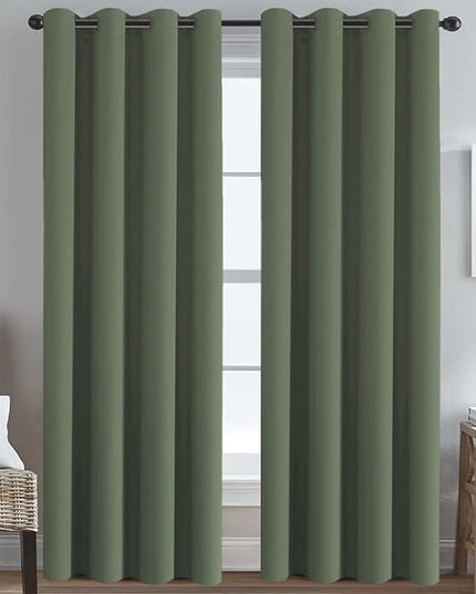 H.VERSAILTEX Premium Blackout Thermal Insulated Room Darkening Curtains for Bedroom/Living Room - Classic Grommet Top (2 Panels, Bronze Green, 52 Inch by 84 Inch)