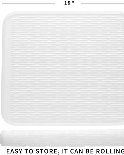 Silicone Dish Drying Mat for Multiple Usage,Easy clean,Eco-friendly,Heat-resistant Silicone Mat for Kitchen Counter or Sink,Refrigerator or Drawer Liner Translucent XL 18 inches x 16 inches