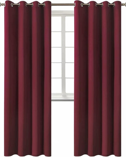 BGment Christmas Blackout Curtains - Grommet Thermal Insulated Room Darkening Bedroom and Living Room Curtains, Set of 2 Curtain Panels (52 x 84 Inch, Burgundy)