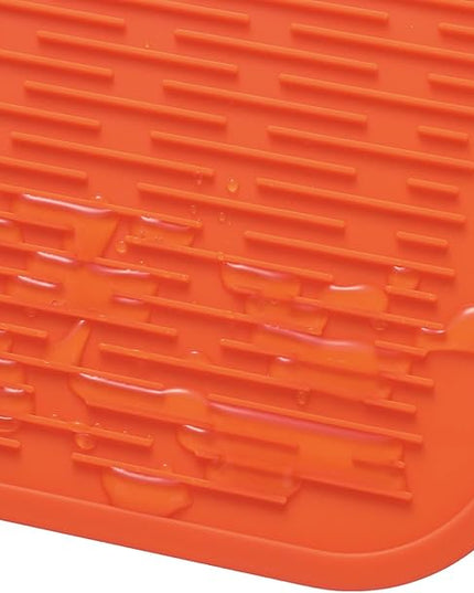 Silicone Dish Drying Mat for Multiple Usage,Easy clean,Eco-friendly,Heat-resistant Silicone Mat for Kitchen Counter or Sink,Refrigerator or Drawer Liner Orange 4XL 32 inches x 18 inches