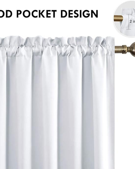DWCN Blackout Curtains for Bedroom – Rod Pocket Thermal Insulated Noise Reducing Noise Reducing Drapes for Living Room, W 60 x L 63 Inch, 2 Panels, Greyish White