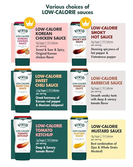 VIVID KITCHEN Korean Barbecue Sauce – 2-Pack (11.33 oz Each) – Low-Calorie, No Preservatives – Sweet & Smoky Flavor – Ideal for Grilling, Marinating, Stir-Fry, and Dipping – Easy Squeeze Bottles