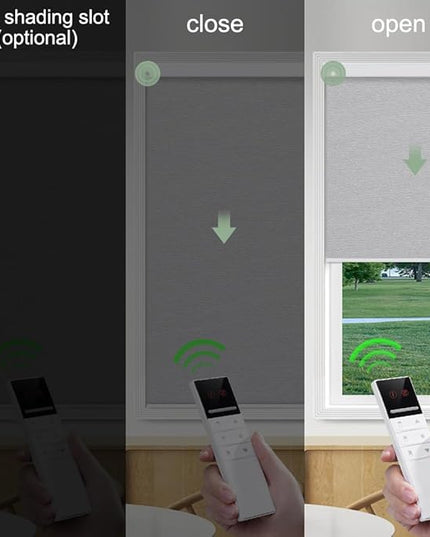 Zshine Motorized Blackout Window Blinds Customize Width (23-95 Inches) Remote Control Wireless and Rechargeable Roller Shades Blinds for Windows, Home, Office, Hotel, Club, Restaurant(82141G)