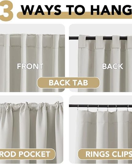 H.VERSAILTEX Blackout Curtains Thermal Insulated Window Treatment Panels Room Darkening Blackout Drapes for Living Room Back Tab/Rod Pocket Bedroom Draperies, 52 x 72 Inch, Ivory/Cream, 2 Panels