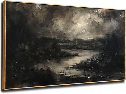 ILLBDR Framed Large Wall Art Moody Wall Decor Dark academia Wall Art Nature Landscape Painting Print Rustic Farmhouse Picture for Living Room Bedroom Office 24"x48"