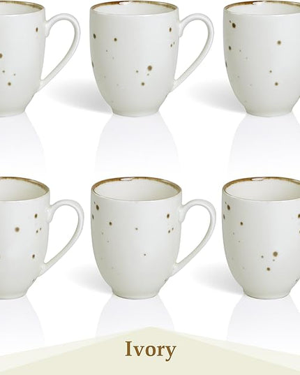 Coffee Mugs Set Of 6, 14 Oz Large Handle Heavy Duty Cups - Microwave Dishwasher Safe - Latte, Cappuccino, Tea, Cocoa, Mocha - Men, Women, Home Office Daily Use, Classic Assorted Colors