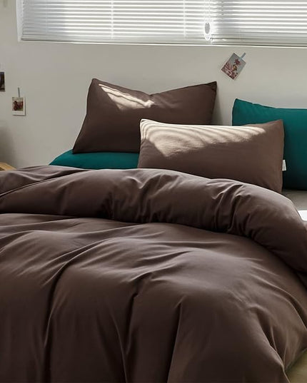 Houseri Brown Full Size Comforter Set-3 Pieces Mocha Chocolate Bedding Sets Soft Comfy Teen Boys Chestnut Colored Comforters Lightweight All Seasons Vintage Dark Brown Farmhouse Bed Blanket Quilt Full