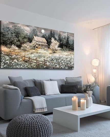 hyidecorart Wall Decor For Living Room Farmhouse Canvas Wall Art Nature Landscape Paintings Bedroom Decorations Rural Artwork Pictures Large Framed for Office Aesthetic Home Decor Ready To Hang