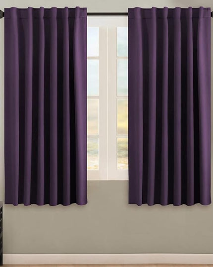 H.VERSAILTEX Blackout Curtains Thermal Insulated Window Treatment Panels Room Darkening Blackout Drapes for Living Room Back Tab/Rod Pocket Bedroom Draperies, 52 x 63 Inch, Plum Purple, 2 Panels