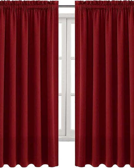 DWCN Blackout Curtains for Bedroom – Rod Pocket Thermal Insulated Noise Reducing Noise Reducing Drapes for Living Room, W 60 x L 63 Inch, 2 Panels, Burgundy