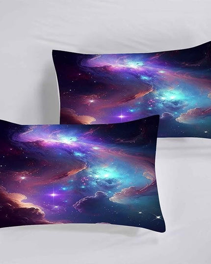 Galaxy Comforter Set King Size, Purple Space Bedding Set for Girls Boys Kids Teens Women Quilt Colorful Starry Sky Glitter Nebula Bedroom Decor, 1 Comforter 2 Pillowcases