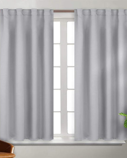 BGment Rod Pocket and Back Tab Blackout Curtains for Bedroom - Thermal Insulated Room Darkening Curtains for Living Room, 2 Window Curtain Panels (38 x 54 Inch, Light Grey)