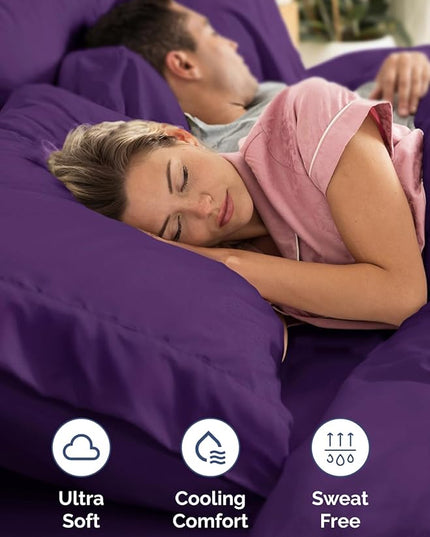 Extra Deep Twin Sheet Set - 4 Piece Breathable and Cooling Sheets - Hotel Luxury Bed Sheets Set - Easy & Secure Fit - Soft, Wrinkle Free and Comfy Sheets Set - Purple Sheet Set with Extra Deep Pockets