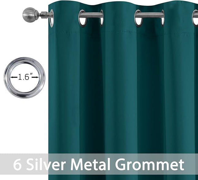 Yakamok Blackout Curtains for Bedroom 2 Panels Set 63 Inch Length Thermal Insulated Room Darkening Dark Black Out Drapery Grommet Window Treatments Drapes for Living Room,42x63, Dark Teal
