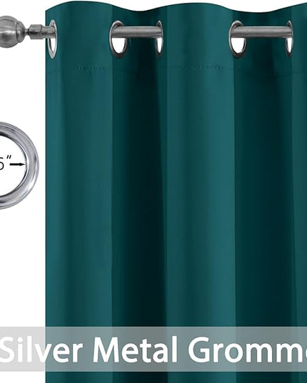 Yakamok Blackout Curtains for Bedroom 2 Panels Set 84 Inch Length Thermal Insulated Room Darkening Dark Black Out Drapery Grommet Window Treatments Drapes for Living Room, 38x84, Dark Teal