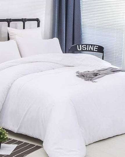 CLOTHKNOW White Full Size Comforter Sets 3Pcs White Bedding Comforter Sets Soft Women Men Comforter with 2 x Pillow Cases