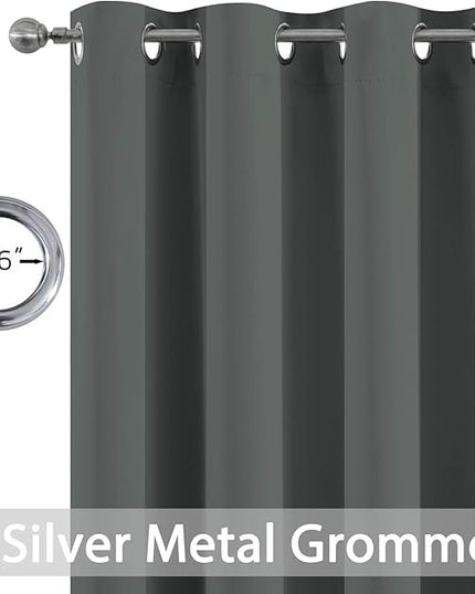 Yakamok Blackout Curtains Room Darkening Thermal Insulated with Grommet Window Curtain for Bedroom, 52 x 108inch,Dark Grey, 2 Panels