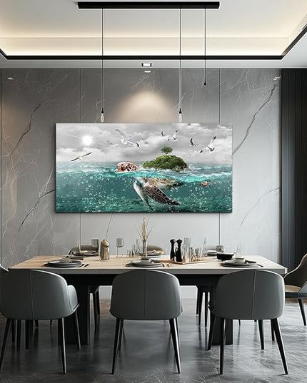 Canvas Wall Art For Living Room Large Size Wall Decor For Bedroom Artwork For Walls Pictures Sea Turtles Canvas Art Prints Bathroom Decoration Blue Ocean Paintings Ready To Hang Room Home Decorations
