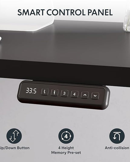 SANODESK Electric Corner L-Shaped 63 x 55 in Standing Desk, Memory Height Adjustment, Black Top Black Frame