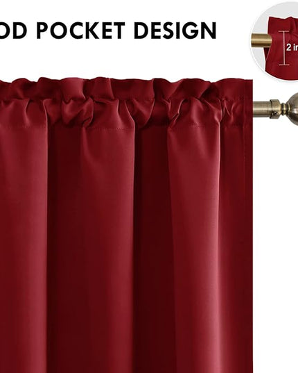 DWCN Christmas Burgundy Room Darkening Blackout Curtains - Thermal Insulated Privacy Energy Saving Window Curtain Drapes 38 x 54 inch Length, Set of 2 Bedroom Living Room Curtains