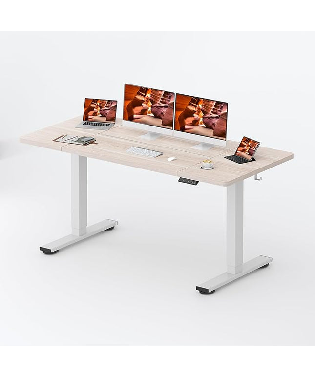 Standing Desk,Large 71x31 Inches Height Adjustable Stand Up Desks with Cable Management, Home Office Computer Desk with Cup Holder & Memory Preset, White Wood Grain