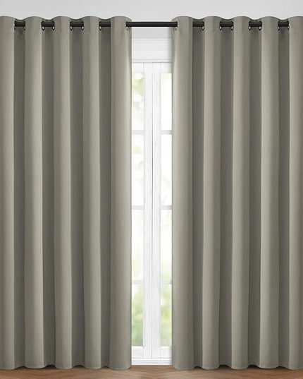 Yakamok Premium Room Darkening Thermal Insulated Curtains for Bedroom/Living Room - Classic Grommet Top (2 Panels, Taupe, 62 Inch by 84 Inch)
