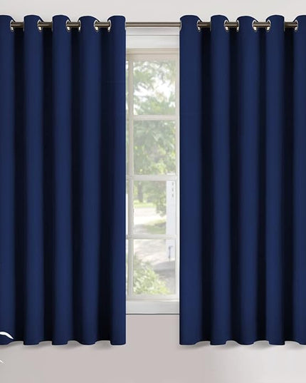 YoungsTex Blackout Curtains for Bedroom - Thermal Insulated with Grommet Top 70 Inches Width Room Darkening Curtain Drapes for Living Room, 2 Panels, 70 x 63 Inch, Navy