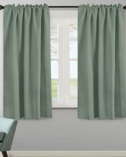 H.VERSAILTEX Blackout Curtains Thermal Insulated Window Treatment Panels Room Darkening Curtains for Bedroom Back Tab/Rod Pocket Small Window Curtains (2 Panels, Green Bay, 52 x 63 Inch)