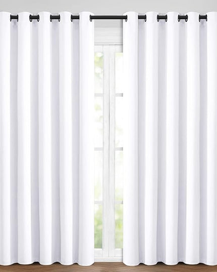 Yakamok Blackout Curtains Room Darkening Thermal Insulated Window Panels,Solid Grommet Top Drapes for Bedroom/Living Room(62Wx96L, Pure White, 2 Panels)