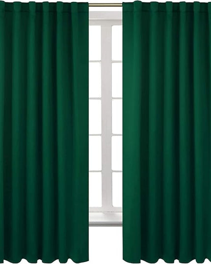 BGment Rod Pocket and Back Tab Blackout Curtains for Bedroom - Christmas Emerald Green Thermal Insulated Room Darkening Curtains for Living Room, 2 Window Curtain Panels (52 x 72 Inch, Emerald)