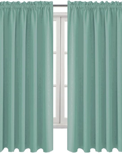 DWCN Blackout Curtains for Living Room Thermal Insulated, Energy Saving & Noise Reducing Bedroom Curtains, Sage Green, W 60x L 63 Inch, Set of 2 Rod Pocket Curtain Panels