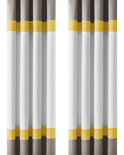 Lush Decor Alexander Color Block Light Filtering Window Curtain Panel Pair, 52"W x 84"L, Gray & Yellow