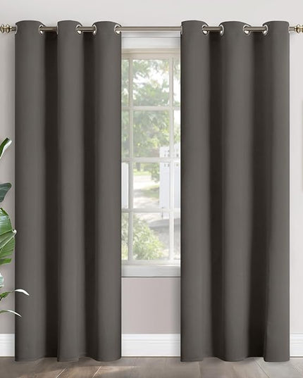 YoungsTex Blackout Curtains for Bedroom 84 Inches Long - Thermal Insulated with Grommet Room Darkening Window Drapes for Living Room Sliding Door, 2 Panels, 42 x 84 Inch, Grey
