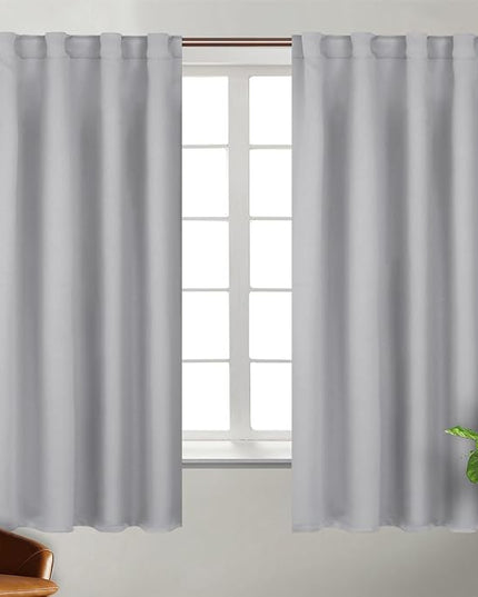 BGment Rod Pocket and Back Tab Blackout Curtains for Bedroom - Thermal Insulated Room Darkening Curtains for Living Room, 2 Window Curtain Panels (38 x 63 Inch, Light Grey)