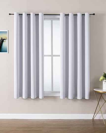 ChrisDowa Grommet Room Darkening Curtains for Bedroom and Living Room - 2 Panels Set Thermal Insulated Blackout Curtains (Greyish White, 52W x 45L)