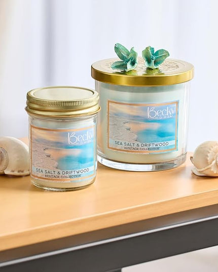8oz Sea Salt Scented Candles for Home, Salt and Sea Scented Beach, 45 Hrs Soy Wax Candle for Stress Relief, House Aromatherapy Candle Gifts for Men and Women