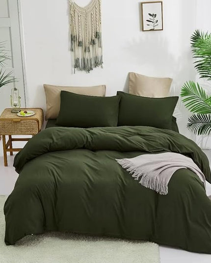 CLOTHKNOW Army Green California King Comforter Set 3Pcs Dark Green Bedding Comforter Sets All Season Soft Hunter Comforter with 2 x Pillow Cases