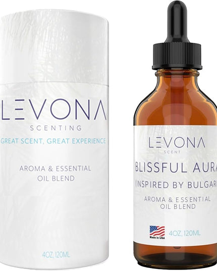 Levona Scent Essential Oils for Diffuser: Blissful Aura Inspired with Notes of Amber, Musk & Jasmine - Home Luxury Scents for Hotel - Fragrance Oil - 120 Ml Essential Oil