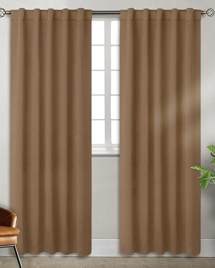 BGment Rod Pocket and Back Tab Blackout Curtains for Bedroom - Thermal Insulated Room Darkening Curtains for Living Room, 2 Window Curtain Panels (42 x 84 Inch, Taupe)