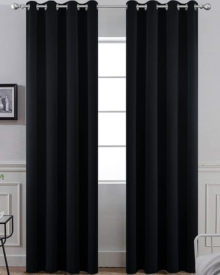 Yakamok 84 Inch Long Blackout Curtains for Bedroom, Thermal Insulated Room Darkening Black Curtains, Light Blocking Blackout Drapes for Living Room- 2 Panels,52 Inch Width