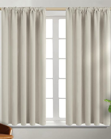BGment Rod Pocket and Back Tab Blackout Curtains for Bedroom - Thermal Insulated Room Darkening Curtains for Living Room, 2 Window Curtain Panels (42 x 45 Inch, Natural Camel)