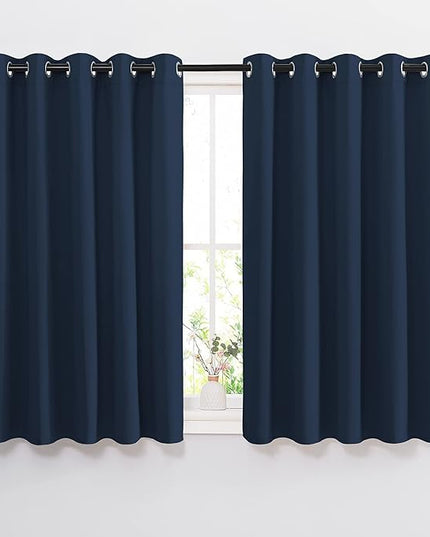NICETOWN Blackout Curtains and Drapes for Kitchen - Thermal Insulated Solid Grommet Top Blackout Panels/Draperies for Kid's Room (Navy, 1 Pair, W66 x L54)